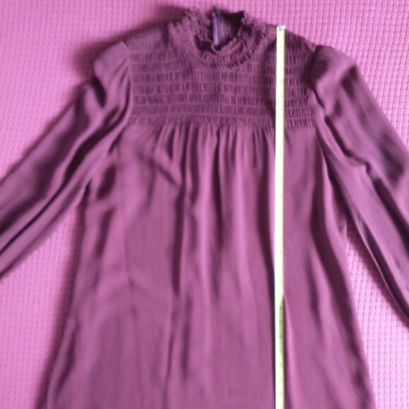 Reformation Brandi Smocked Long Sleeve Plum/Deep Red Mini Dress - Picture 7 of 16